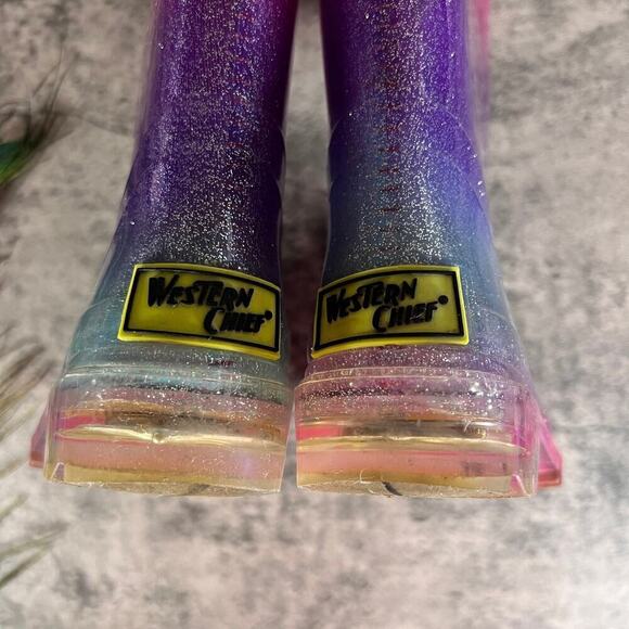 Wester Chief Girls Rainboots sz 8 Water Proof Fall Shoes Rainbow Sparkle Glitter - Picture 5 of 5